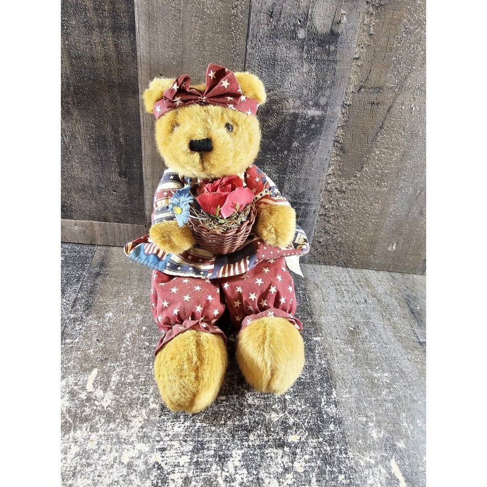 Dan dee Brown Teddy Bear Dressed Up Cute Basket